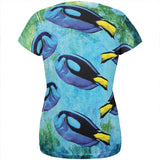 Blue Tang Fish Tropical Splatter All Over Womens T Shirt