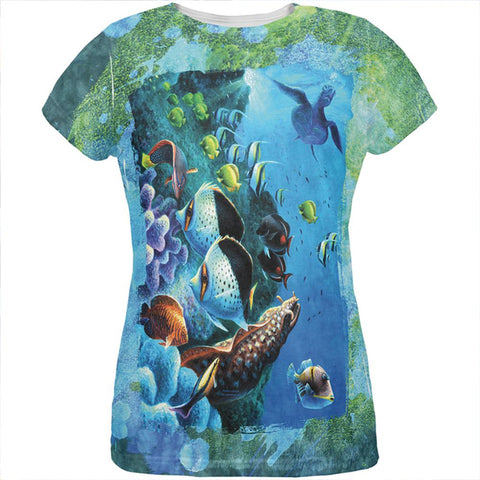 Tropical Reef Splatter All Over Womens T Shirt