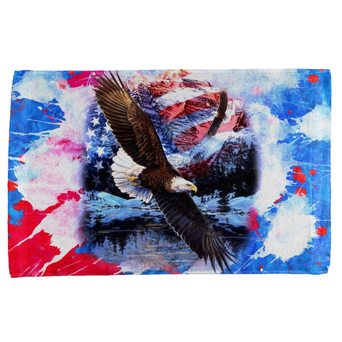 4th of July American Flag Bald Eagle Splatter All Over Hand Towel
