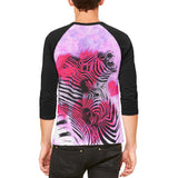 Zebra Lovers Valentines Hearts Mens Raglan T Shirt