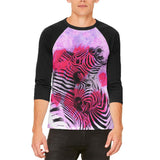 Zebra Lovers Valentines Hearts Mens Raglan T Shirt