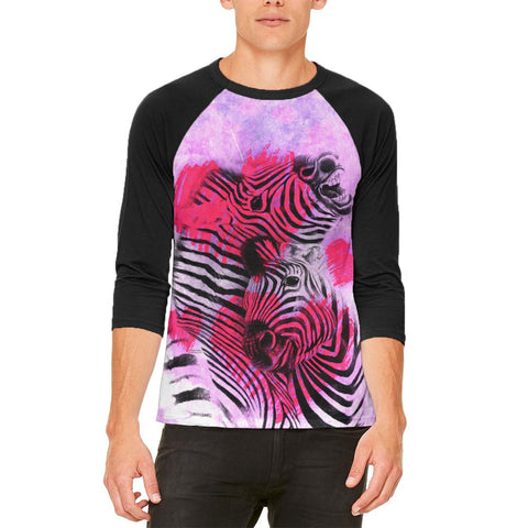 Zebra Lovers Valentines Hearts Mens Raglan T Shirt