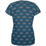 Grizzly Bear Adirondack Pattern Blue All Over Womens T Shirt