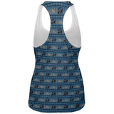 Grizzly Bear Adirondack Pattern Blue All Over Womens Work Out Tank Top