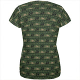 Grizzly Bear Adirondack Pattern Green All Over Womens T Shirt
