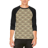 Grizzly Bear Adirondack Pattern Tan Mens Raglan T Shirt