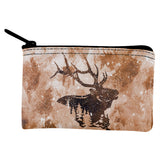 Distressed Brown Elk Silhouette Coin Purse  front view