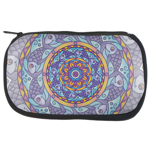 Mandala Trippy Stained Glass Fish Makeup Bag
