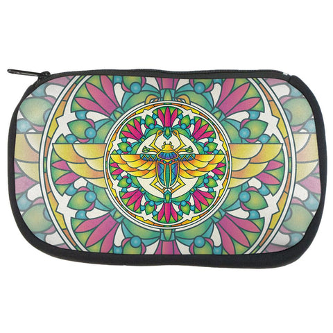 Mandala Trippy Stained Glass Scarab Makeup Bag
