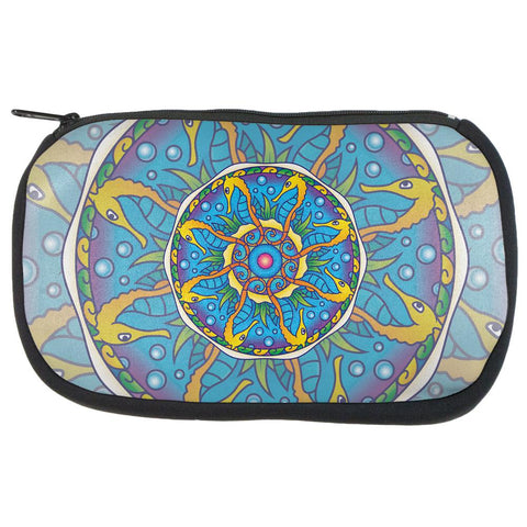 Mandala Trippy Stained Glass Seahorse Makeup Bag