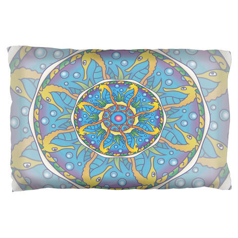 Mandala Trippy Stained Glass Seahorse Pillow Case