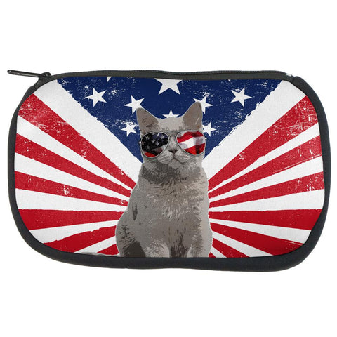 4th Of July Meowica America Patriot Cat Makeup Bag