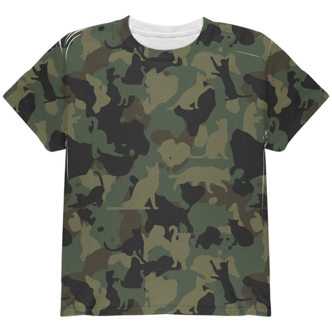 Catmoflauge Cat Camoflauge All Over Youth T Shirt front view