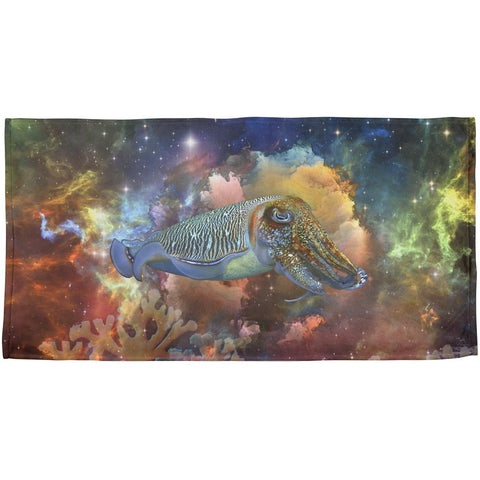 Cuttlefish In Space All Over Beach Towel