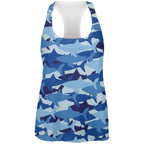Great White Shark Camo All Over Womens Work Out Tank Top