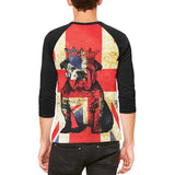 English British Bulldog Crown Grunge Flag Mens Raglan T Shirt