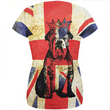 English British Bulldog Crown Grunge Flag All Over Womens T Shirt