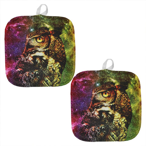 Zen Galaxy Owl Of Wisdom All Over Pot Holder (Set of 2)
