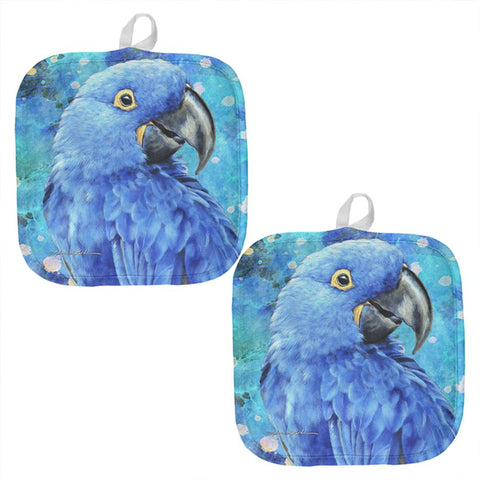 Blue Hyacinth Macaw Splatter All Over Pot Holder (Set of 2)