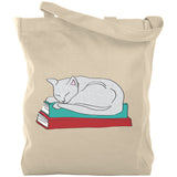 Bookworm Good Book Kitty Cat Canvas Tote Bag front view