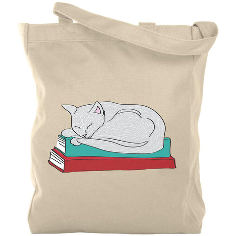 Bookworm Good Book Kitty Cat Canvas Tote Bag