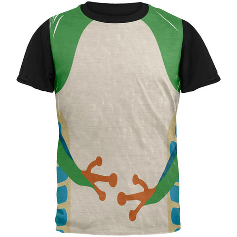 Halloween Green Tree Frog Costume All Over Mens Black Back T Shirt