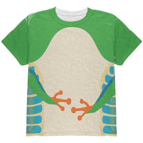 Halloween Green Tree Frog Costume All Over Youth T Shirt