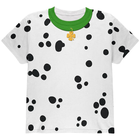 St Patrick's Day Dog Dalmatian Costume Green Collar Shamrock All Over Youth T Shirt