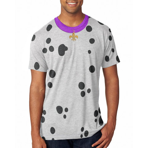 Mardi Gras Dog Dalmatian Costume Purple Collar Fleur De Lis All Over Mens T Shirt
