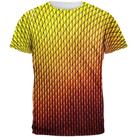 Halloween Red Fire Dragon Scales Costume All Over Mens T Shirt front view
