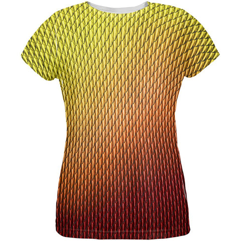 Halloween Red Fire Dragon Scales Costume All Over Womens T Shirt