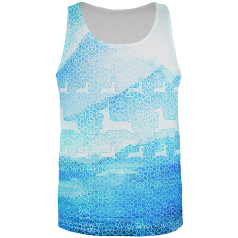 Not An Ugly Christmas Sweater Winter Mountains Deer All Over Mens Tank Top