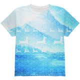 Not An Ugly Christmas Sweater Winter Mountains Deer All Over Youth T Shirt