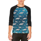 Christmas Manatee Floaty Potato Pattern Mens Raglan T Shirt