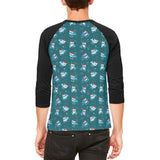 Christmas Narwhals in Santa Hats Pattern Mens Raglan T Shirt