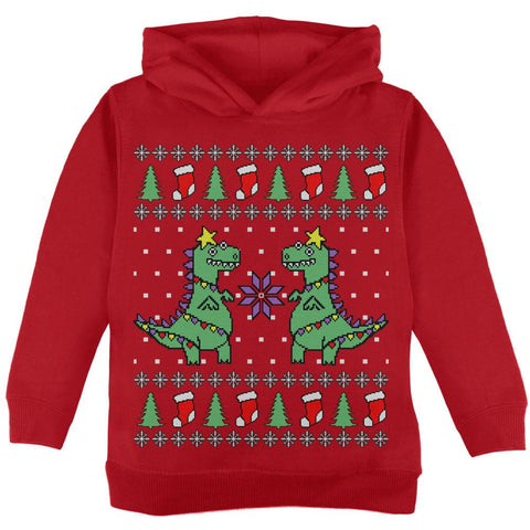 Tree Rex T Rex Ugly Christmas Sweater Toddler Hoodie