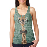Giraffe Geek Math Formulas Juniors Burnout Racerback Tank Top