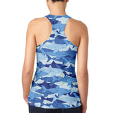 Great White Shark Camo Juniors Burnout Racerback Tank Top