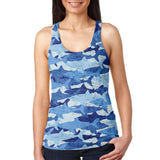 Great White Shark Camo Juniors Burnout Racerback Tank Top