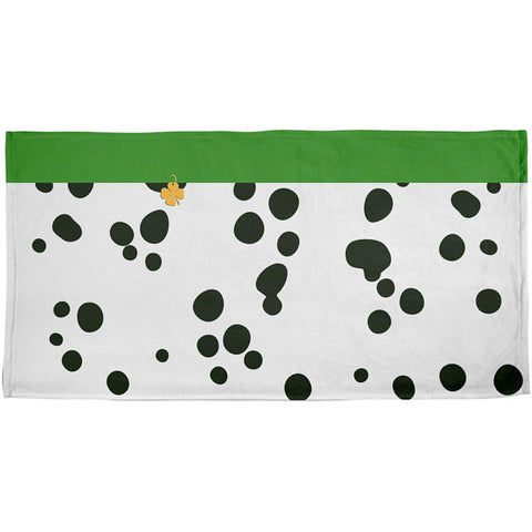 St Patrick's Day Dog Dalmatian Green Collar Shamrock All Over Beach Towel