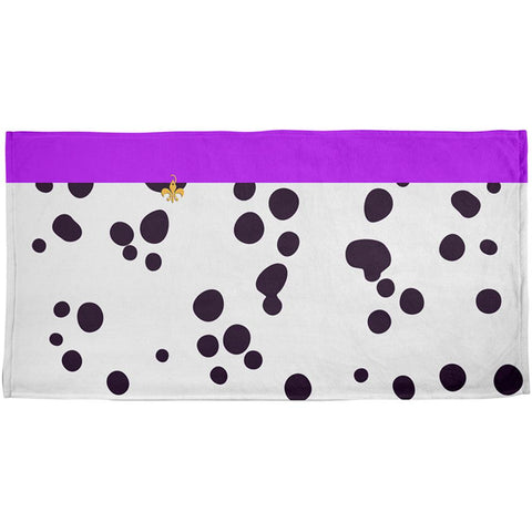 Mardi Gras Dog Dalmatian Purple Collar Fleur De Lis All Over Beach Towel