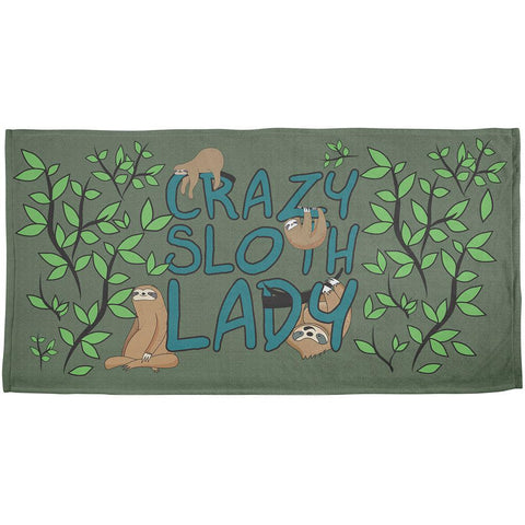 Crazy Sloth Lady All Over Beach Towel