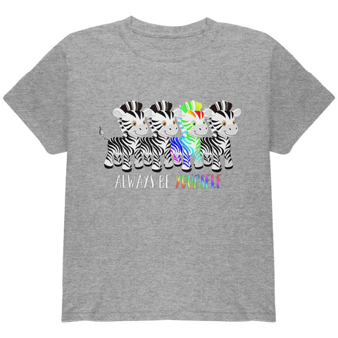 LGBTQ Always Be Yourself Cute Rainbow Zebra Youth T Shirt