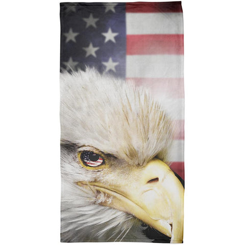 4th of July American Bald Eagle Eye Flag All Over Beach Towel
