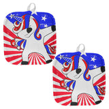 4th of July Dabbing Unicorn Americorn All Over Pot Holder (Set of 2)