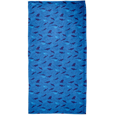 Shark Sharks Outline Repeat Pattern All Over Beach Towel