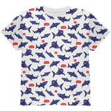Talking Sharks Got Fish Repeat Pattern All Over Youth T Shirt