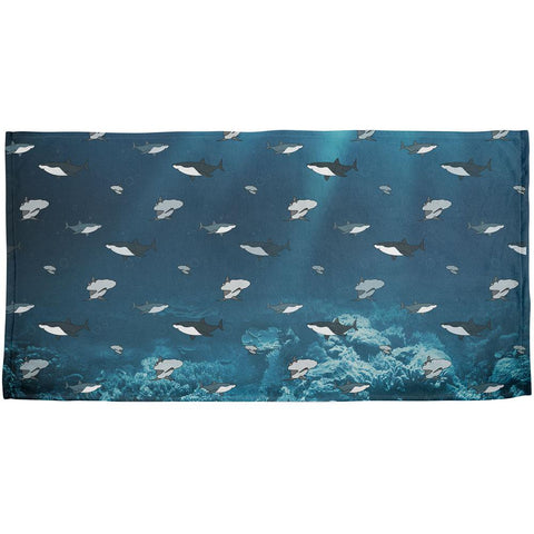 Shark Pattern Ocean All Over Beach Towel