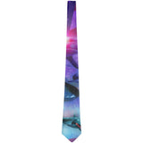 July 4th Patriotic American Galaxy Laser Sharks All Over Neck Tie