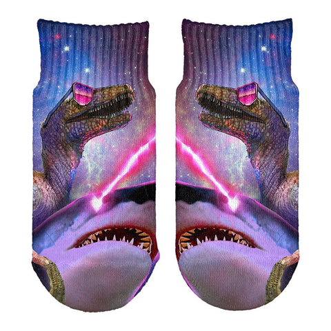 Velociraptor Laser Shark All Over Toddler Ankle Socks
